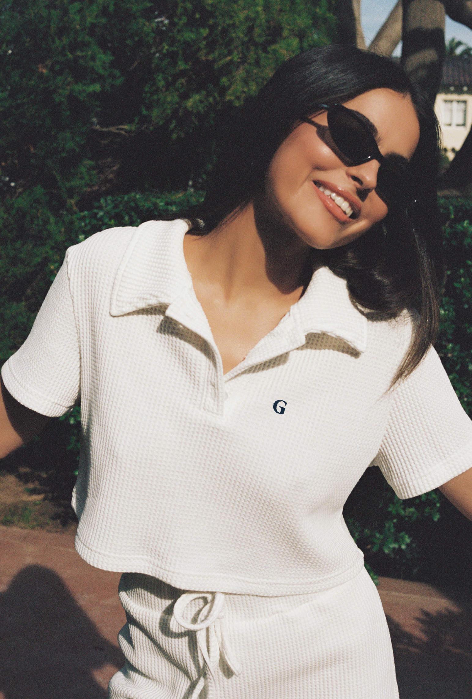 Waffle Crop Polo